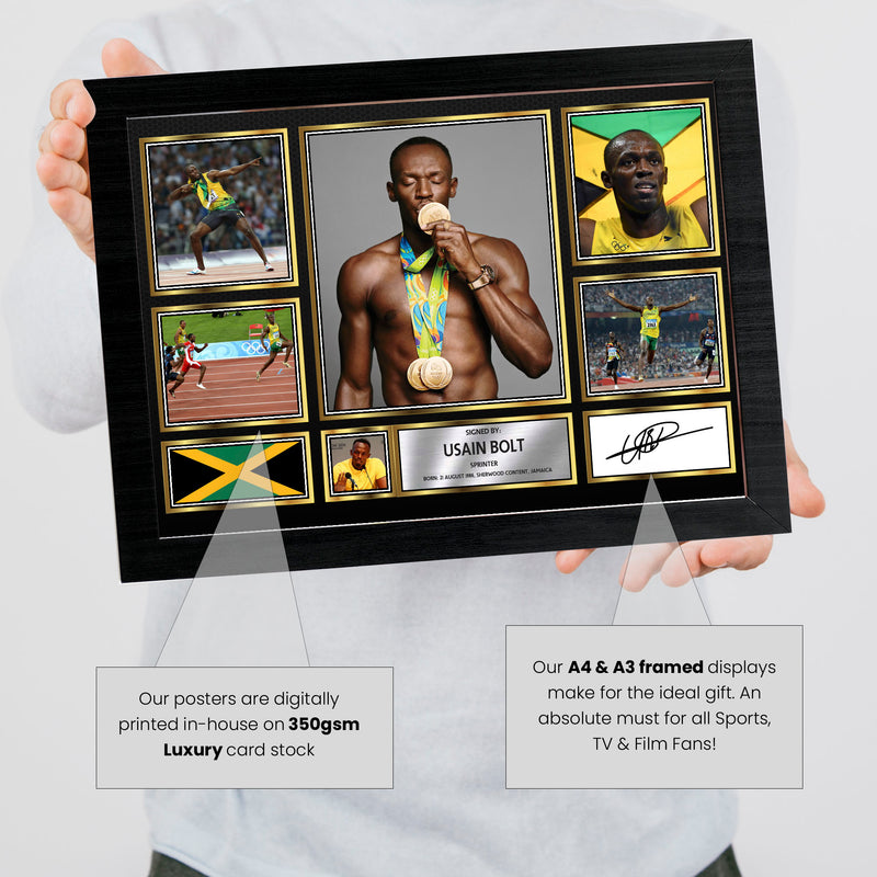 Usain Bolt Olympians Framed Autographed Print