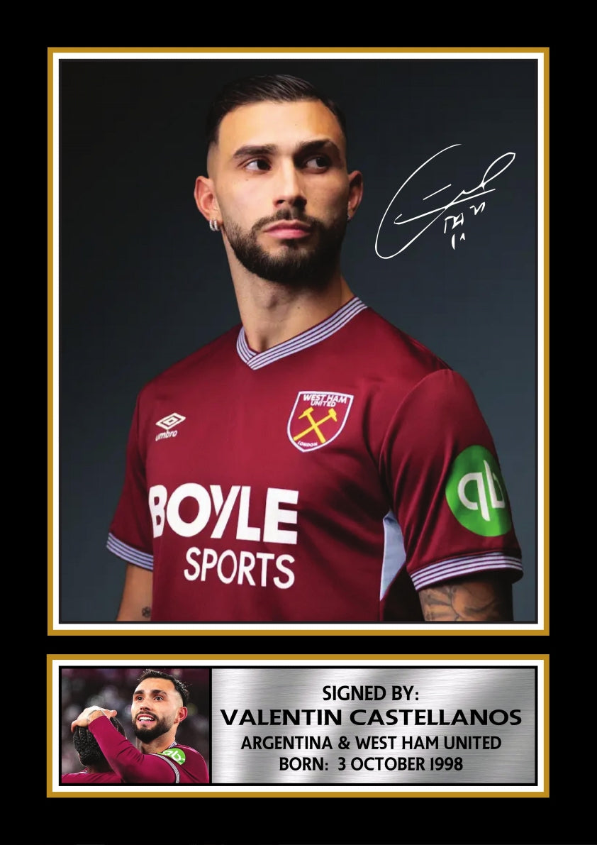 Valentin Castellanos West Ham Footballer Printed Signature Print – valentin Castellanos printed signature poster