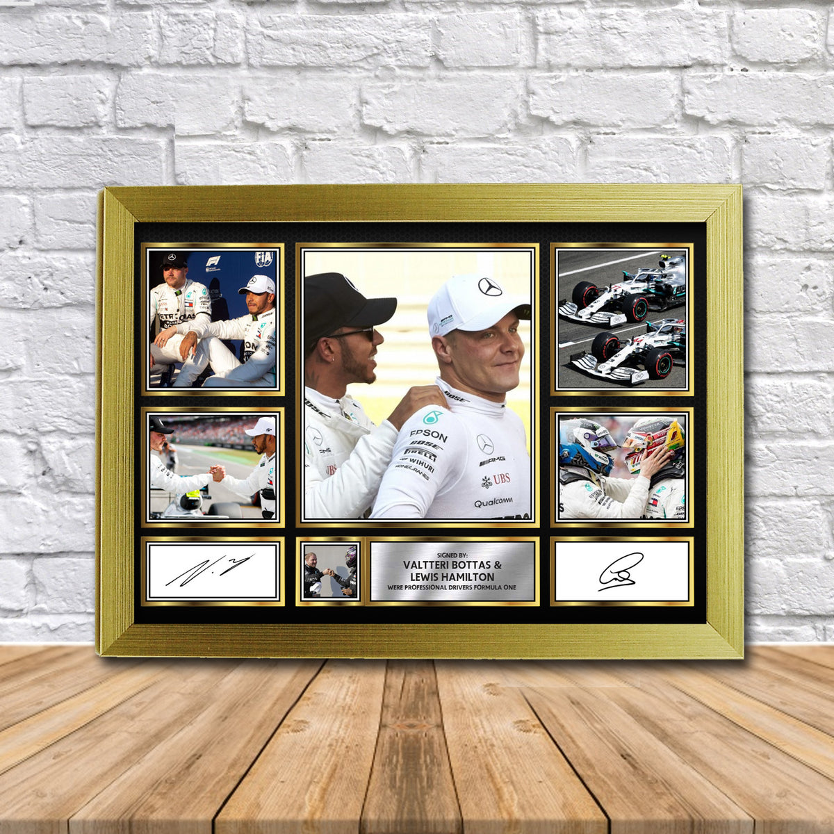 Valtteri Bottas & Lewis Hamilton Motorsport Gift Framed Printed Signature Star Poster Print Wall Art Gift – Valtteri Bottas & Lewis Hamilton Motorsport Gift Framed Printed Signature Star