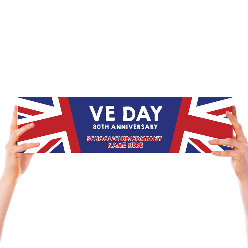 VE Day 80th Anniversary CUSTOM NAME Small Paper Banners (Set of 2) Design 1 - Special Edition