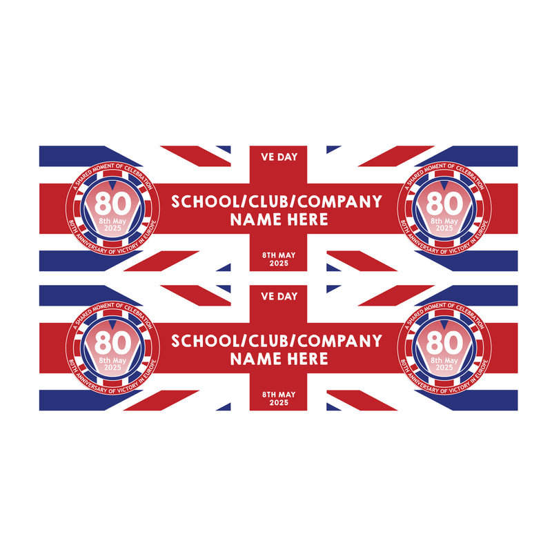 VE Day 80th Anniversary CUSTOM NAME Small Paper Banners (Set of 2) Design 2 - Special Edition