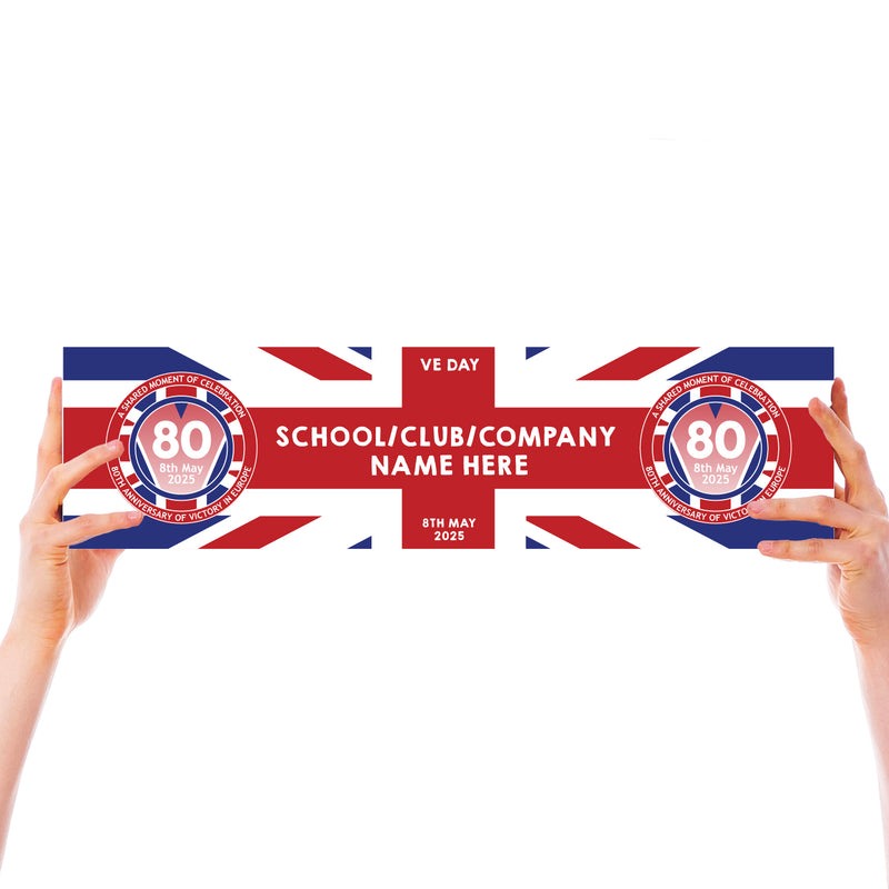 VE Day 80th Anniversary CUSTOM NAME Small Paper Banners (Set of 2) Design 2 - Special Edition