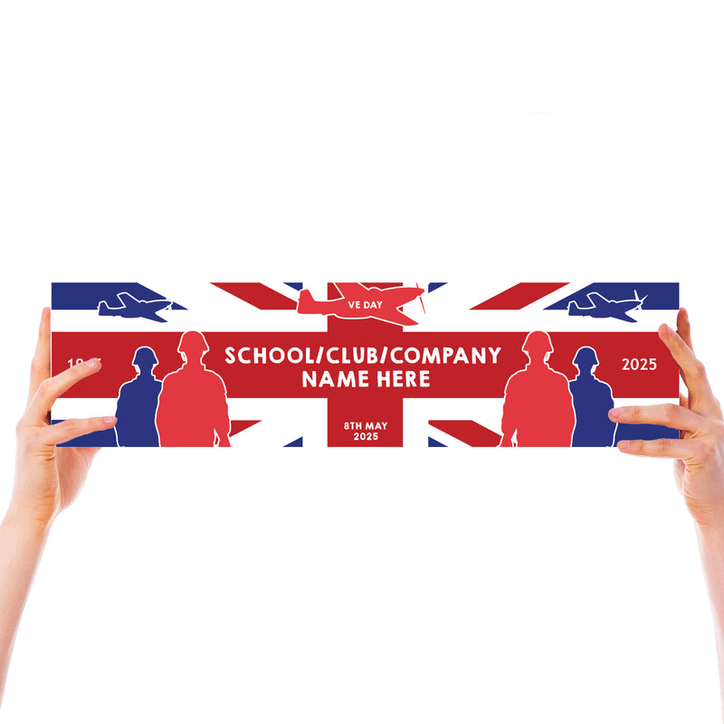 VE Day 80th Anniversary CUSTOM NAME Small Paper Banners (Set of 2) Design 5 - Special Edition