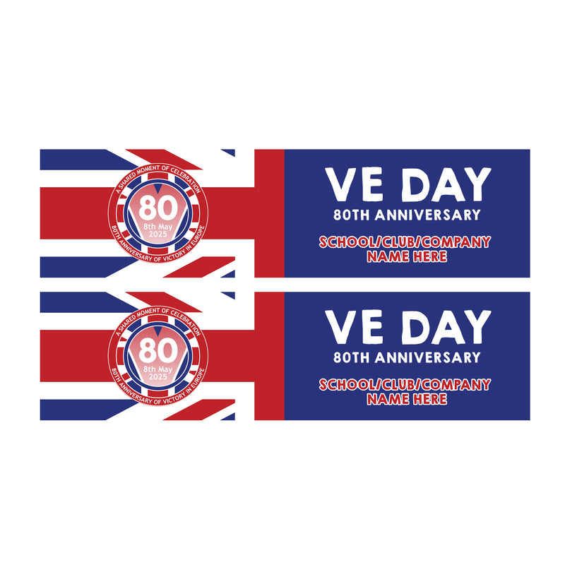 VE Day 80th Anniversary CUSTOM NAME Small Paper Banners (Set of 2) Design 6 - Special Edition