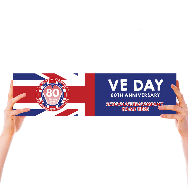 VE Day 80th Anniversary CUSTOM NAME Small Paper Banners (Set of 2) Design 6 - Special Edition