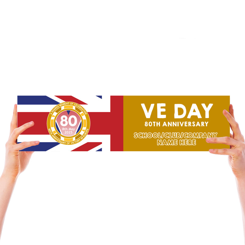 VE Day 80th Anniversary CUSTOM NAME Small Paper Banners (Set of 2) Design 7 - Special Edition