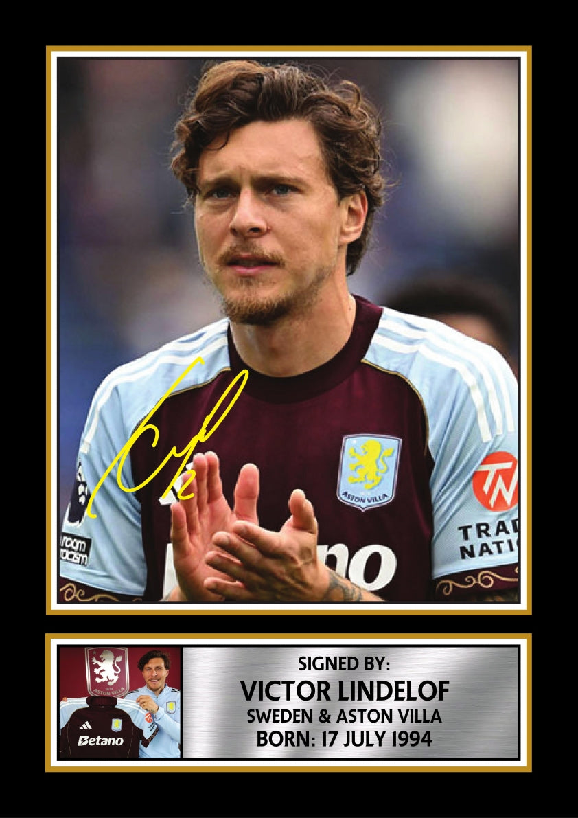 Victor Lindelof Aston Villa Footballer Printed Signature Print – victor Lindelof printed signature poster