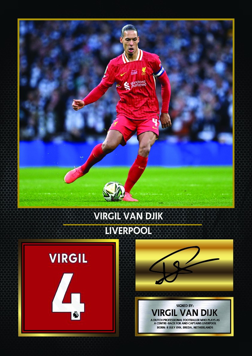 Virgil van Dijk printed signature poster
