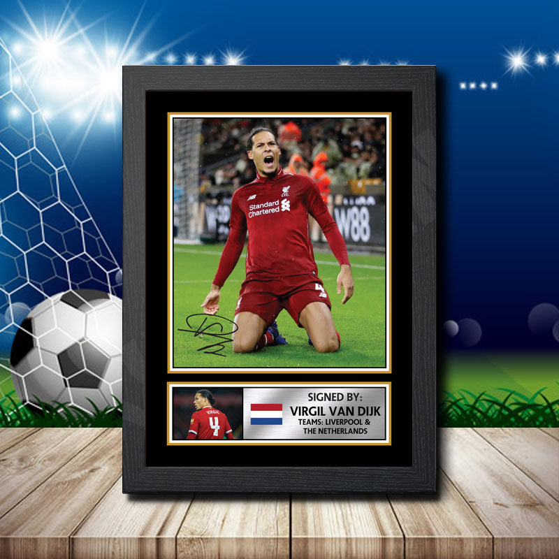 Virgil Van Dijk Printed Signature Footballers Star Poster Print Framed Wall Art Gift – Virgil Van Dijk Printed Signature Footballers Star Poster Print