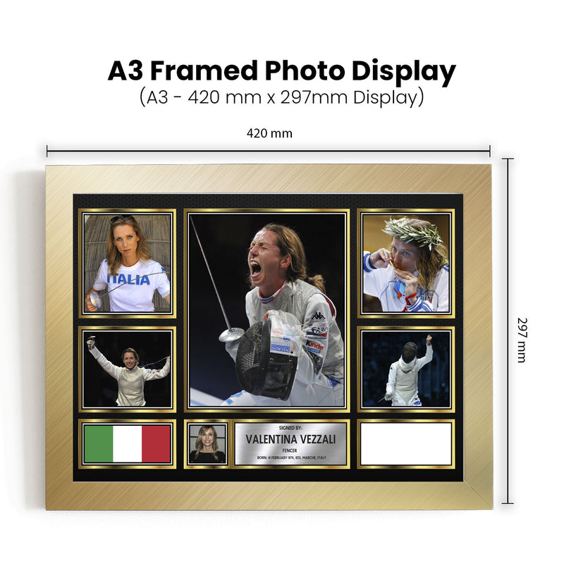 Valentina Vezzali Olympians Framed Autographed Print - Limited Edition Autograph Fan Gift – Collectible Memorabilia Merchandise