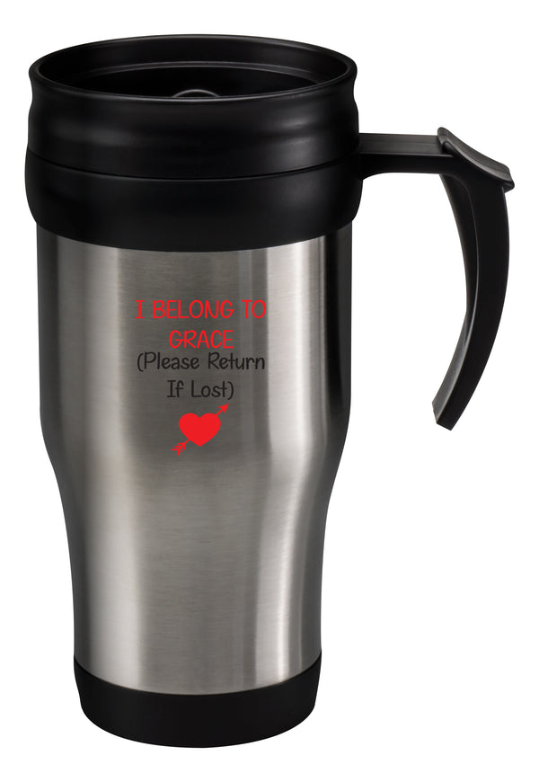 Thermal Mug For Valentines Day I Belong To Personalised Romantic Metal Heat Mug