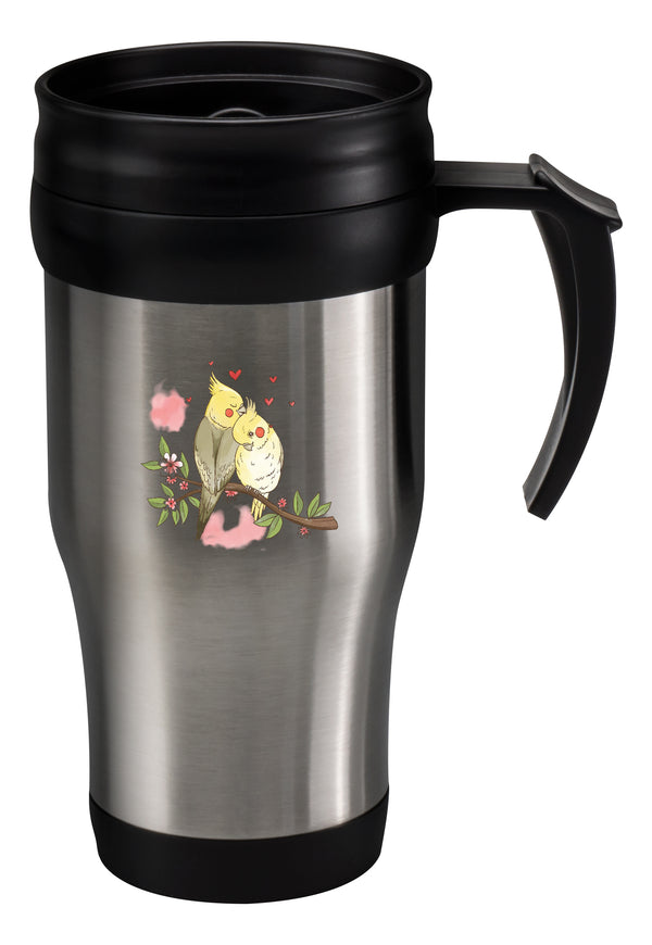 Thermal Mug For Valentines Day Love Birds Romantic Metal Heat Mug Gift