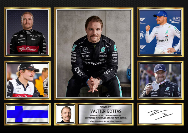 Valtteri Bottas F1 Driver Printed Signature Gift Poster Print Artwork Display
