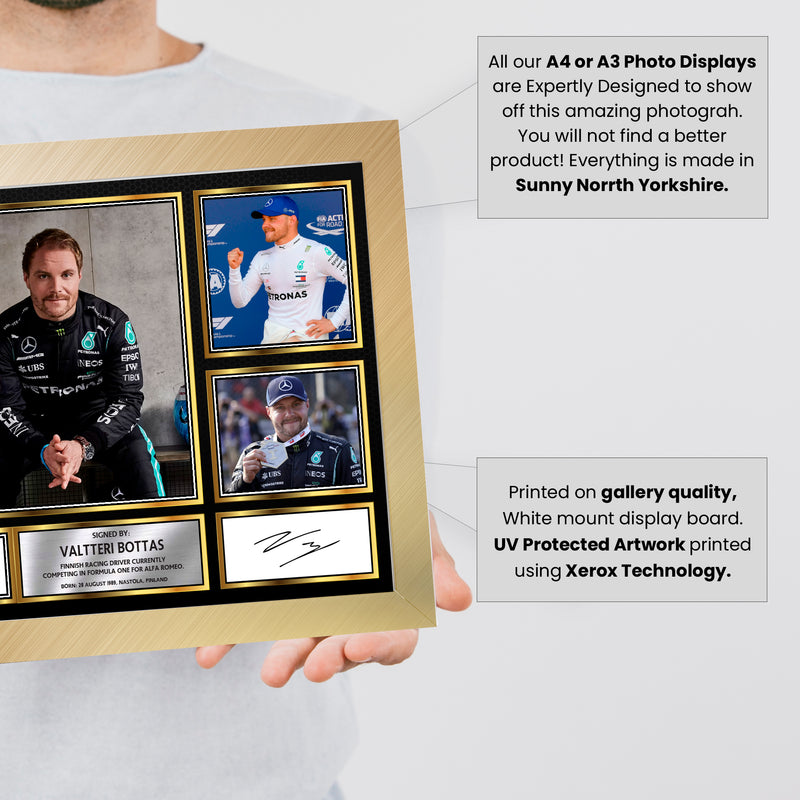 Valtteri Bottas F1 Driver Limited Edition Signed Gift Poster Print Artwork Display