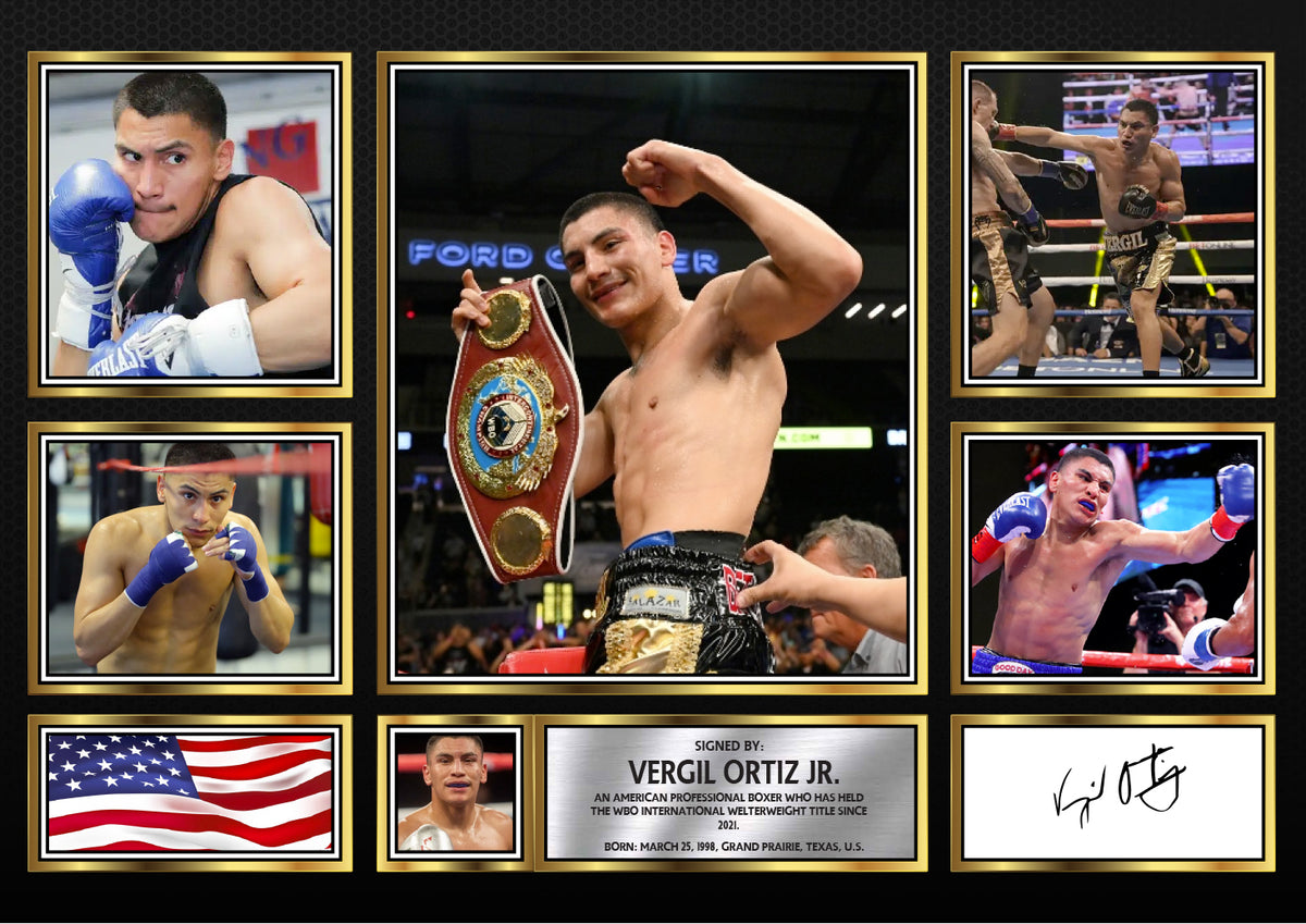Vergil Ortiz Jr. top boxer Printed Signature Print Landscape – A4 Poster
