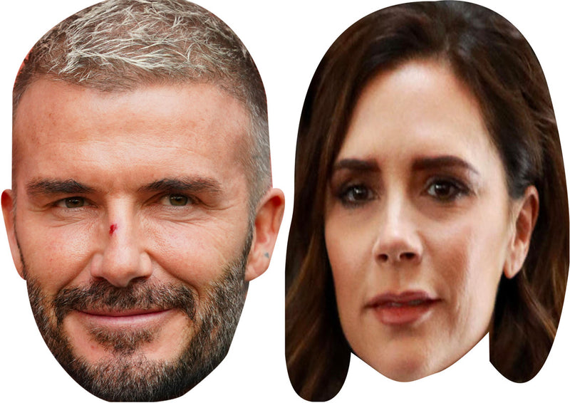 Victoria and David Beckham Celebrity Couple Face Mask Fancy Dress - High-Quality Cardboard Masks for Any Occasion