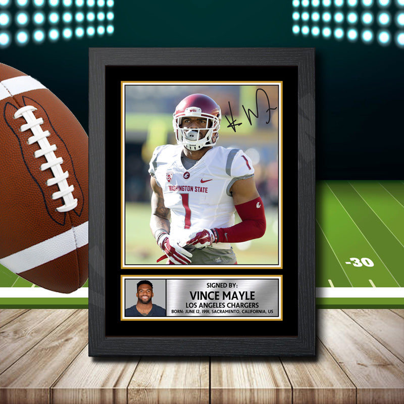 Vince Mayle 1 Printed Signature NFL Star Poster Print Framed Wall Art Gift – Vince Mayle 1 Printed Signature NFL Star Poster Print