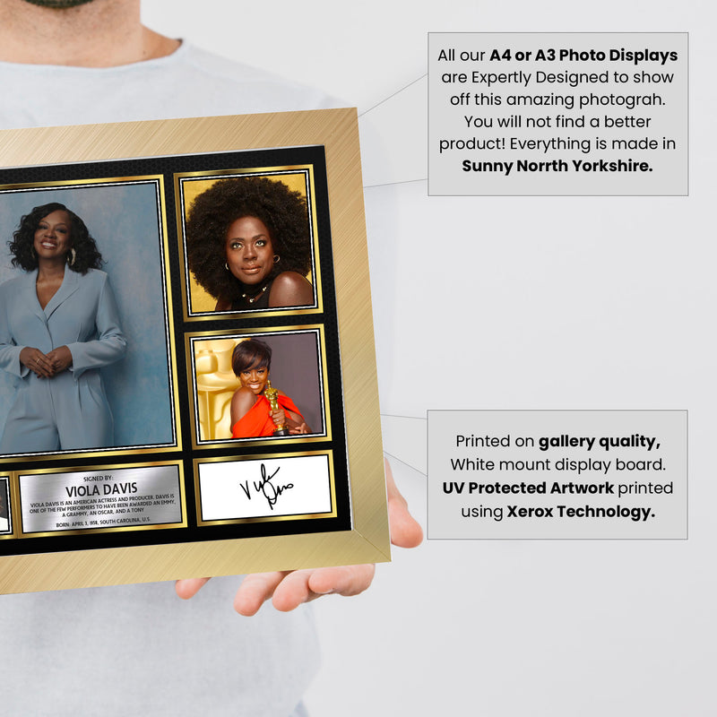 Viola Davis Actors Framed Autographed Print - Limited Edition Autograph Fan Gift – Collectible Memorabilia Merchandise