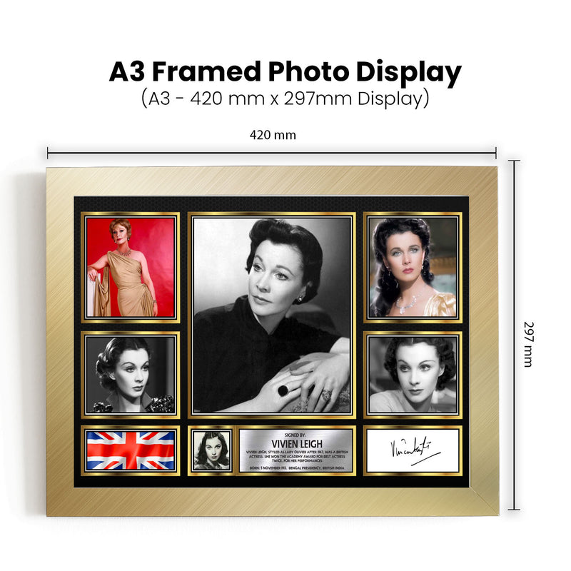 Vivien Leigh Actors Framed Autographed Print - Limited Edition Autograph Fan Gift – Collectible Memorabilia Merchandise