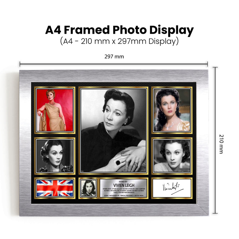 Vivien Leigh Actors Framed Autographed Print - Limited Edition Autograph Fan Gift – Collectible Memorabilia Merchandise