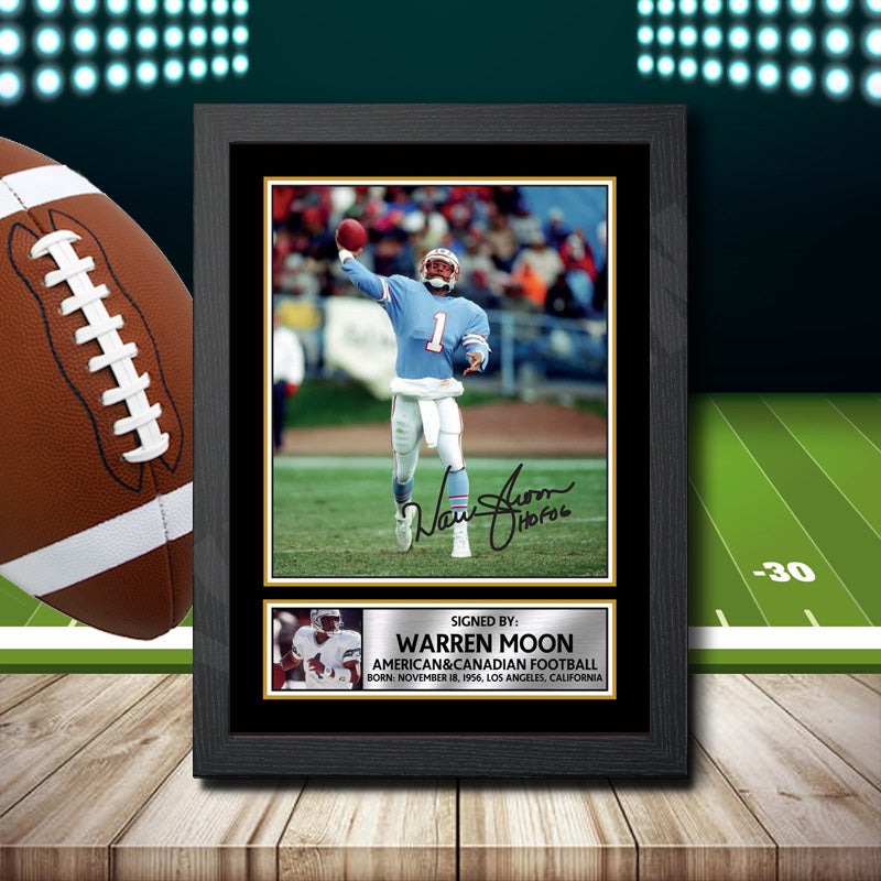 Warren Moon 2 Printed Signature NFL Star Poster Print Framed Wall Art Gift – Warren Moon 2 Printed Signature NFL Star Poster Print