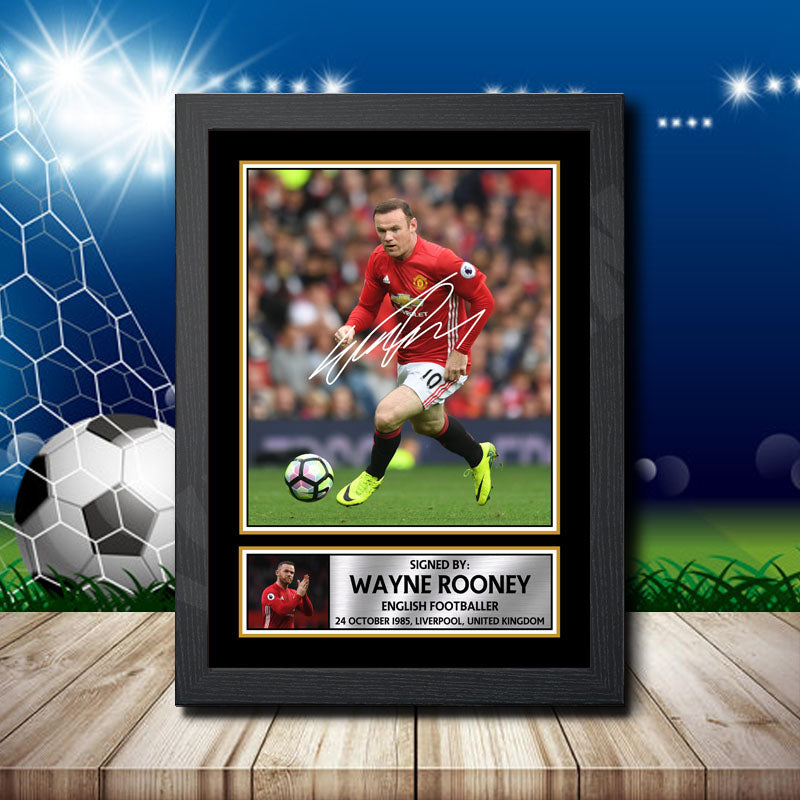 Wayne Rooney 2 Printed Signature Footballers Star Poster Print Framed Wall Art Gift – Wayne Rooney 2 Printed Signature Footballers Star Poster Print
