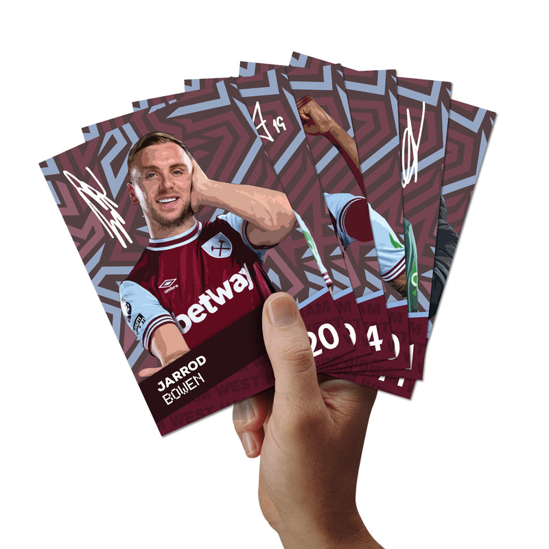 West Ham Players SIGNED A6 Poster Pack - 6 Autographed Poster Print Cards (Bowen, Alavrez, Kudus, Paqueta, Fabianski, Potter)