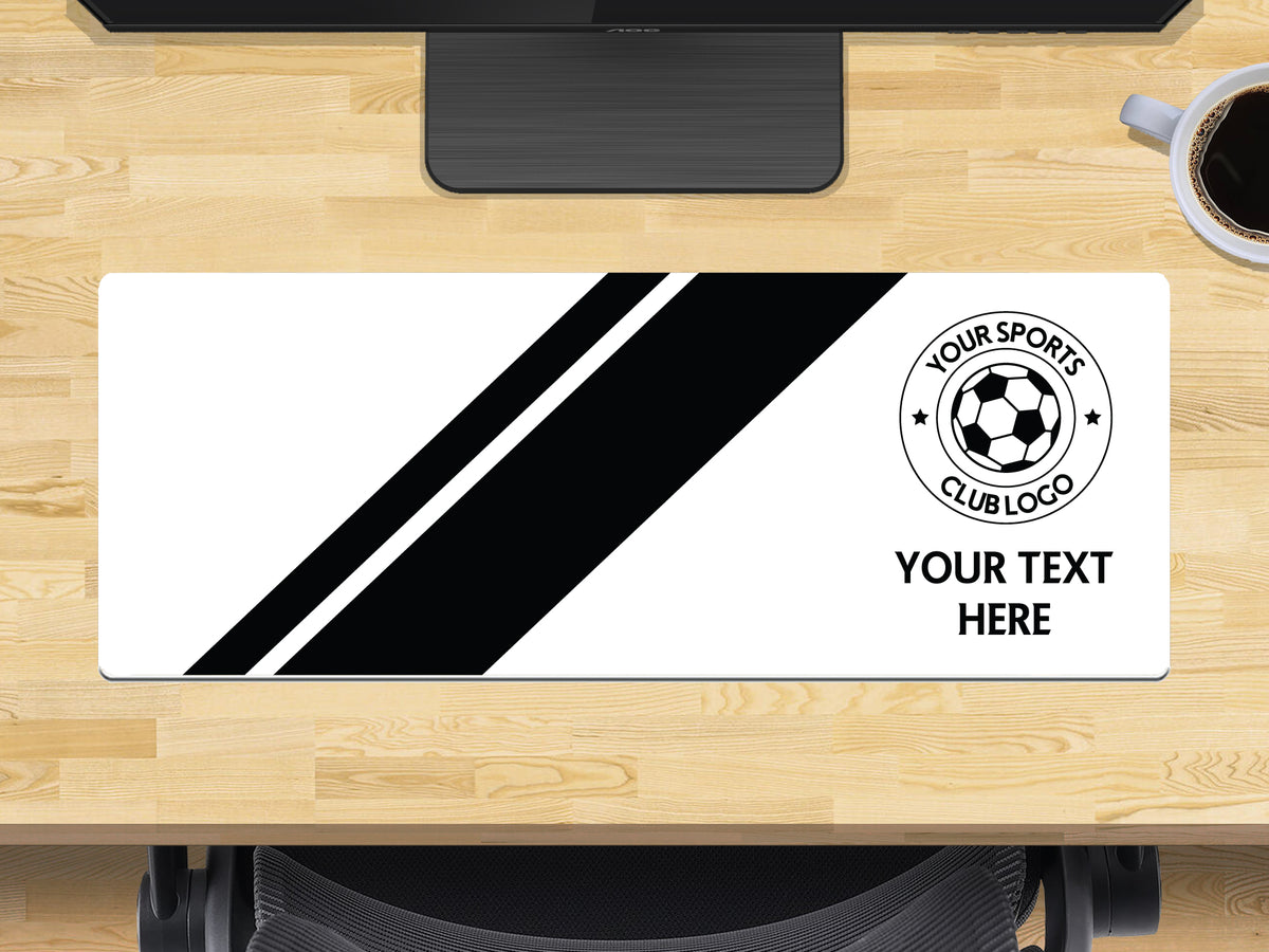 Personalised Football Club Colours Extra Large Mouse Mat 800mm x 300mm - WHITE