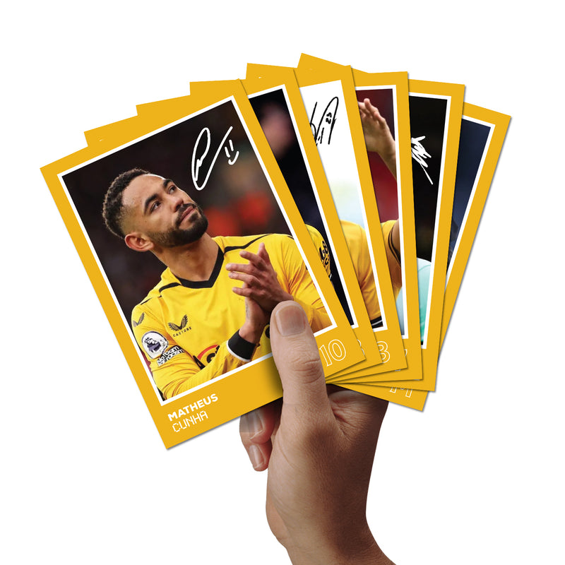 Wolverhampton Wanderers Players SIGNED A6 Poster Pack 2 - 6 Autographed Poster Print Cards (Cunha, Gomez, Neto, Ait-Nouri, Sa, Pereira)