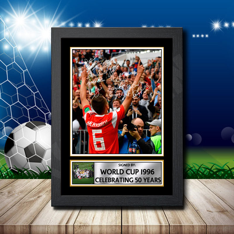 World Cup 1996 Celebrating 50 Years 1 Printed Signature Footballers Star Poster Print Framed Wall Art Gift – World Cup 1996 Celebrating 50 Years 1 Printed Signature Footballers Star Poster