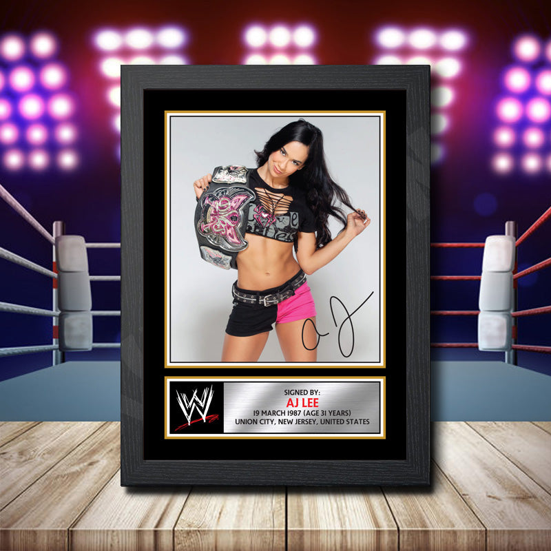 Wwe Wrestling Aj Lee Printed Signature Wwe Star Poster Print Framed Wall Art Gift – Wwe Wrestling Aj Lee Printed Signature Wwe Star Poster Print