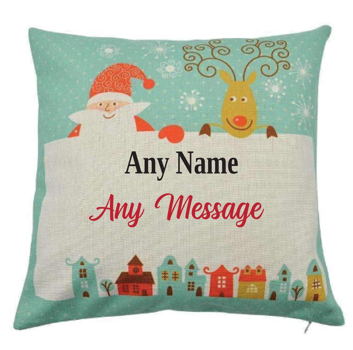 Personalised Kids Christmas Cushion – Green