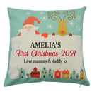 Personalised Kids Christmas Cushion – Custom Name & Message – Santa & Reindeer Print – Christmas Gift, Nursery Decor, Holiday Bedroom Decoration, Festive Sofa Pillow Cover