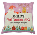 Personalised Kids Christmas Cushion – Custom Name & Message – Santa & Reindeer Print – Christmas Gift, Nursery Decor, Holiday Bedroom Decoration, Festive Sofa Pillow Cover
