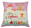 Personalized Kids Christmas Cushion – Custom Name & Message Print – Santa & Reindeer Festive Pillow with Snowy Village Design – Soft Decorative Holiday Gift