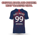 Custom Name & Number T-Shirt - Personalized Sports Tee - Heat Transfer Vinyl - Add Any Name & Number - Football / Soccer Style Short Sleeve Shirt for Kids & Adults