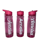 Printed Pink Football Water Bottles – Personalized Sports Bottle with Name Print – Leak-Proof Design, Flip-Top or Screw Lid – BPA-Free Hydration for Kids & Athletes