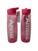 Printed Pink Football Water Bottles – Personalized Sports Bottle with Name Print – Leak-Proof Design, Flip-Top or Screw Lid – BPA-Free Hydration for Kids & Athletes