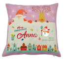 Personalized Kids Christmas Cushion – Custom Name & Message Print – Santa & Reindeer Festive Pillow with Snowy Village Design – Soft Decorative Holiday Gift