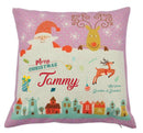Personalized Kids Christmas Cushion – Custom Name & Message Print – Santa & Reindeer Festive Pillow with Snowy Village Design – Soft Decorative Holiday Gift