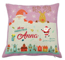 Personalized Kids Christmas Cushion – Custom Name & Message Print – Santa & Reindeer Festive Pillow with Snowy Village Design – Soft Decorative Holiday Gift