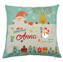 Personalized Kids Christmas Cushion – Custom Name & Message Print – Santa & Reindeer Festive Pillow with Snowy Village Design – Soft Decorative Holiday Gift