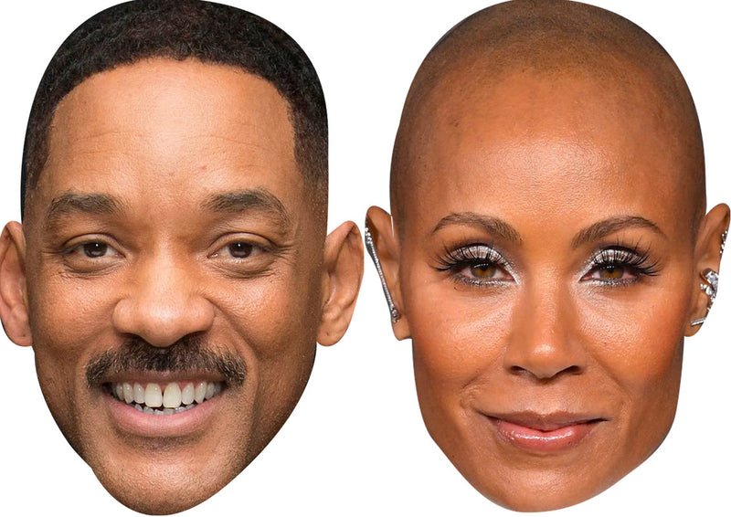 Will Smith and Jada Pinkett Smith Celebrity Couple Face Mask Fancy Dress - High-Quality Cardboard Masks for Any Occasion