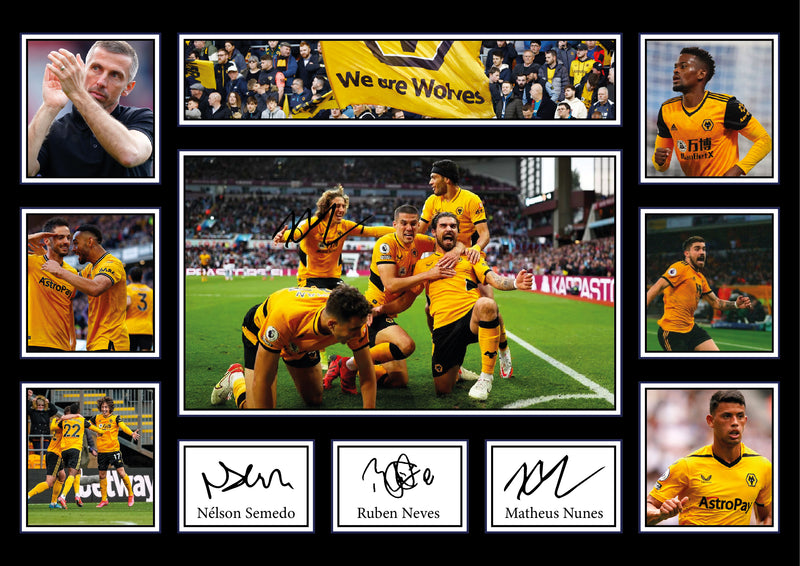 Wolverhampton Wanderers Premier League Football Team Framed Autographed Print - Limited Edition Autograph Fan Gift – Collectible Memorabilia Merchandise