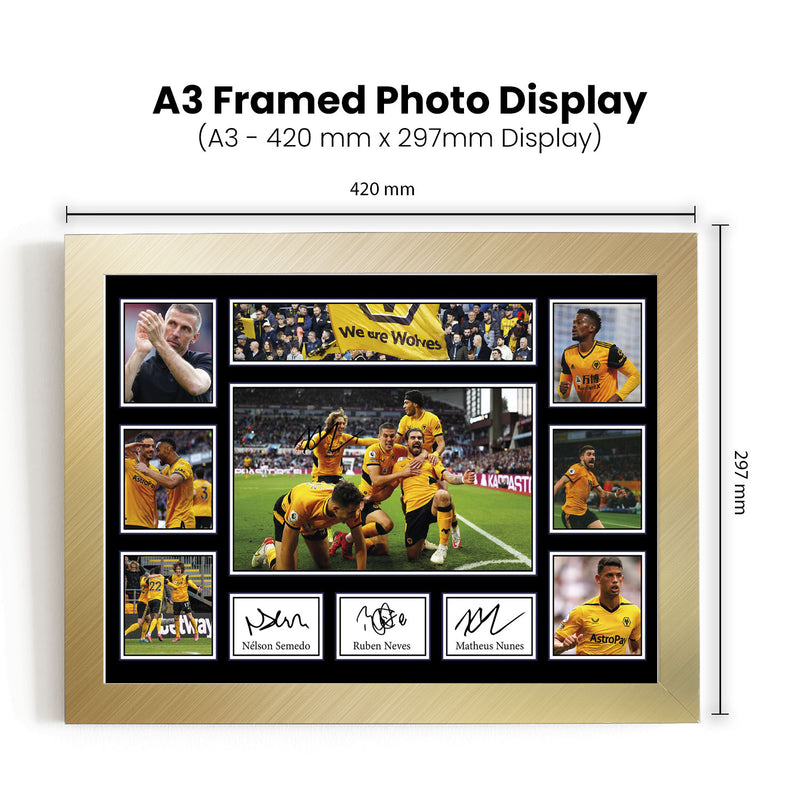 Wolverhampton Wanderers Premier League Football Team Framed Autographed Print - Limited Edition Autograph Fan Gift – Collectible Memorabilia Merchandise