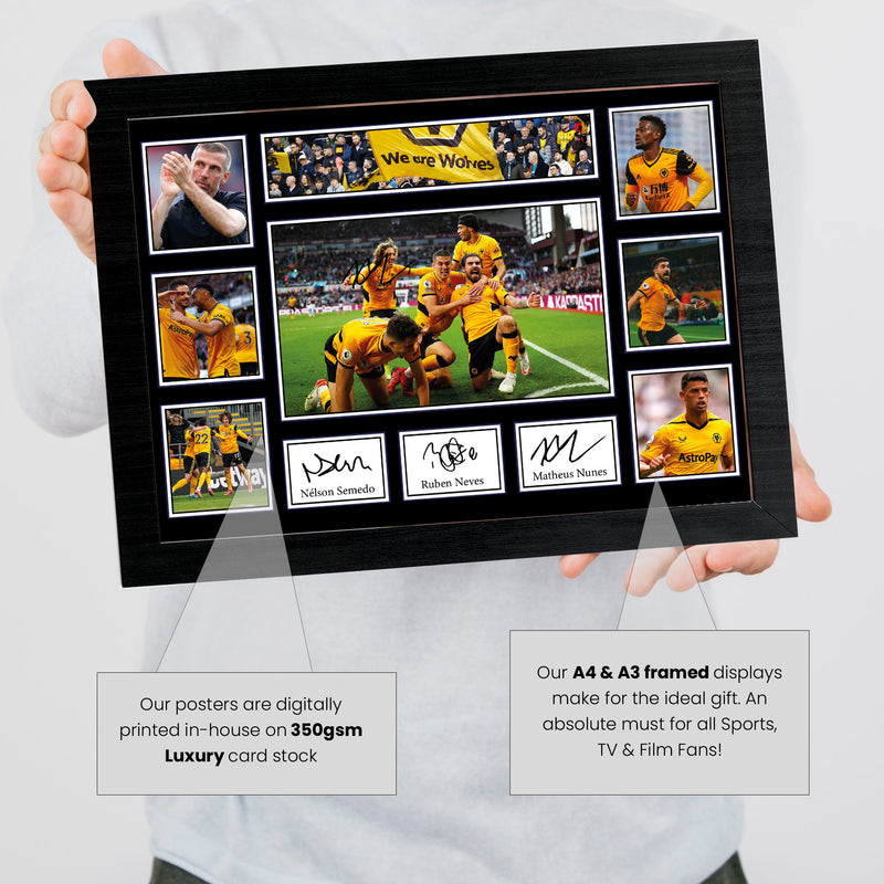 Wolverhampton Wanderers Premier League Football Team Framed Autographed Print - Limited Edition Autograph Fan Gift – Collectible Memorabilia Merchandise