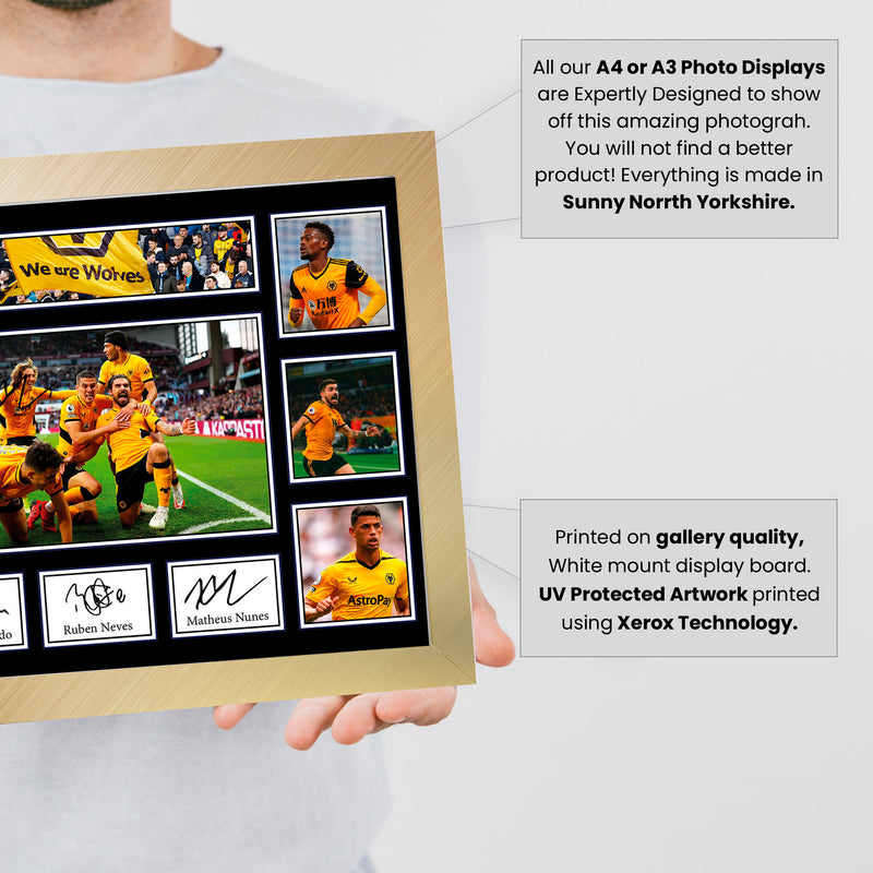 Wolverhampton Wanderers Premier League Football Team Framed Autographed Print - Limited Edition Autograph Fan Gift – Collectible Memorabilia Merchandise