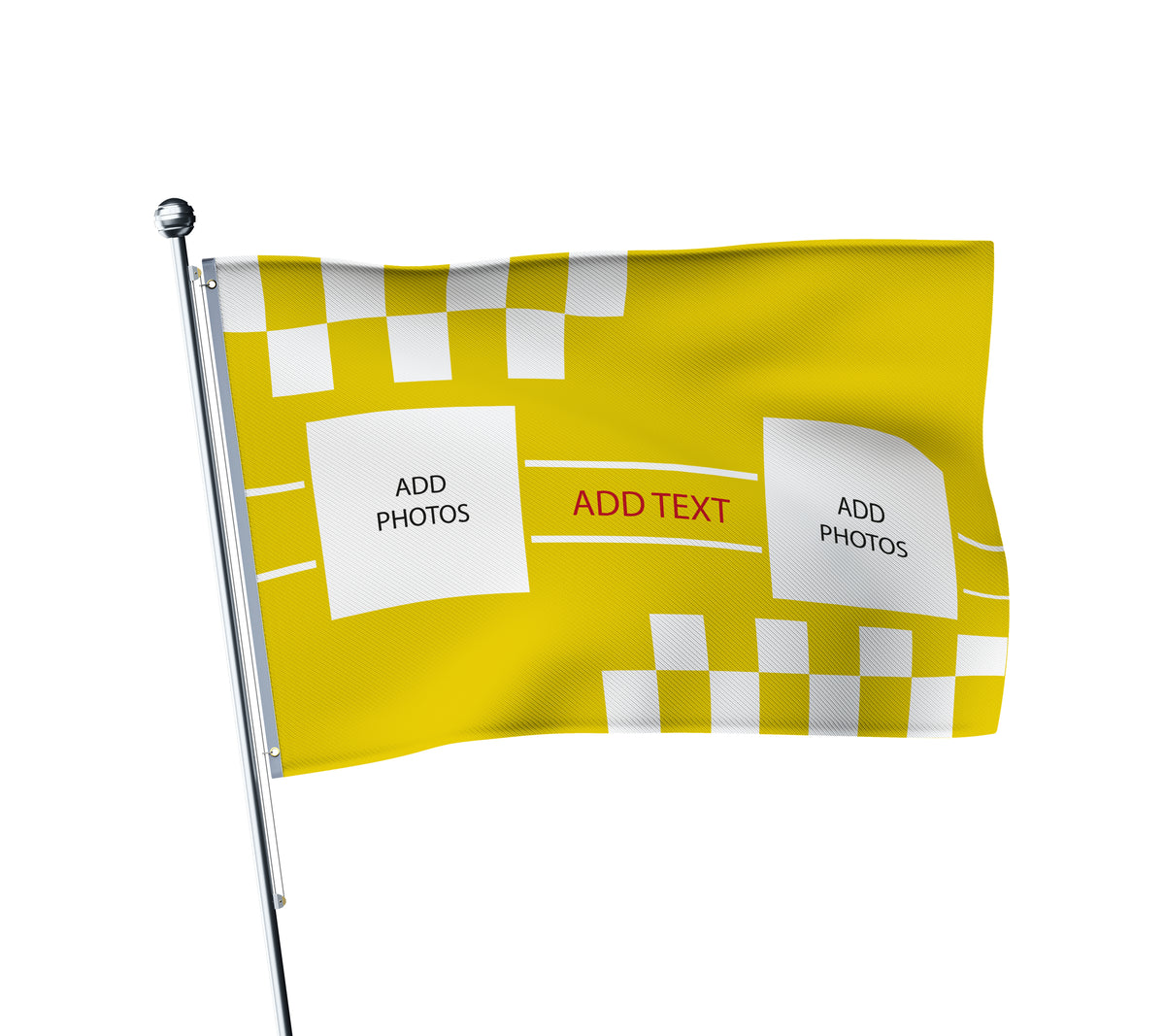 Personalised Wolves football flag in old gold and white, printed with custom wording