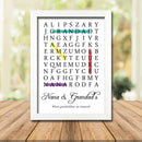 NANA AND GRANDAD WHITE PERSONALISED WORD SEARCH CUSTOM WORD PUZZLE UNIQUE HIGH QUALITY DESIGN