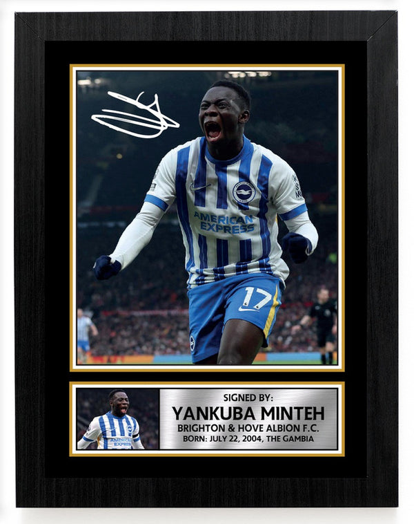 Yankuba Minteh Printed Signature Poster Print – Brighton & Hove Albion F.C. – Football Wall Art Gift – Gift for Fans & Collectors